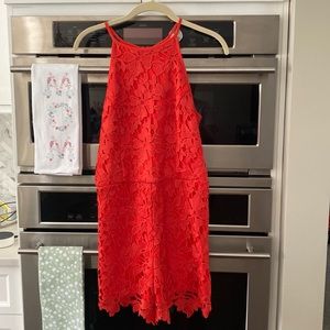 Red lace romper